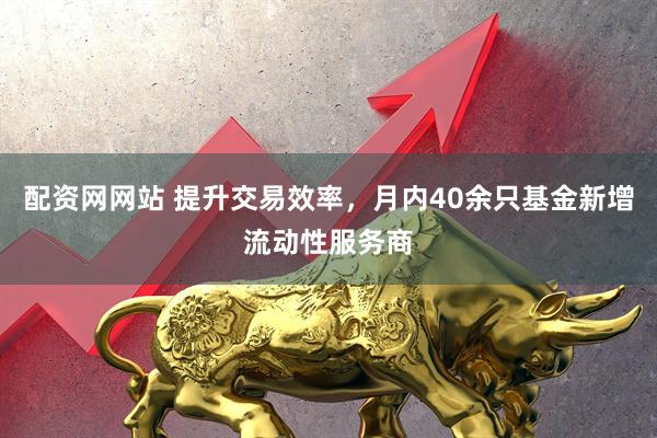 配资网网站 提升交易效率，月内40余只基金新增流动性服务商